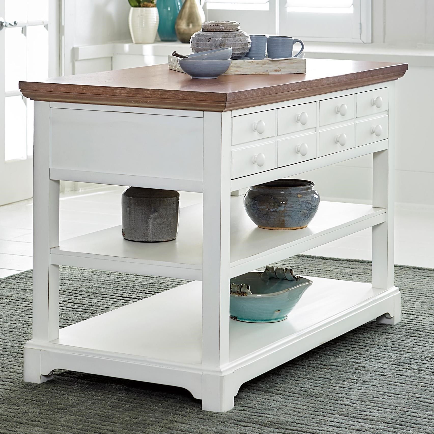 Progressive Furniture Shutters Transitional Island with Open and